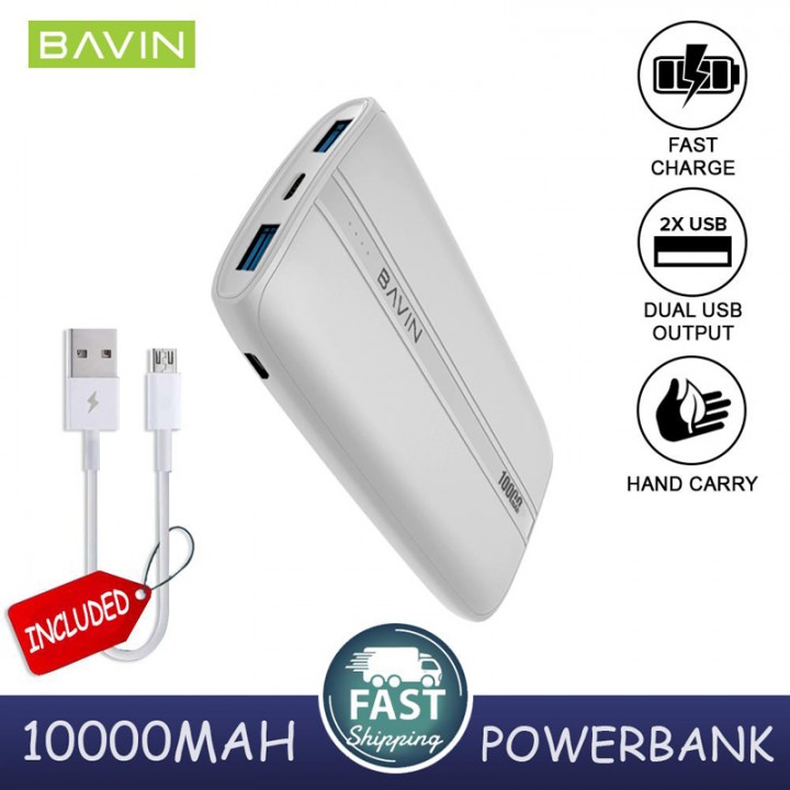 Павер банк BAVIN PC087 10000mAh Slim Portable Size Power bank Dual input and Output