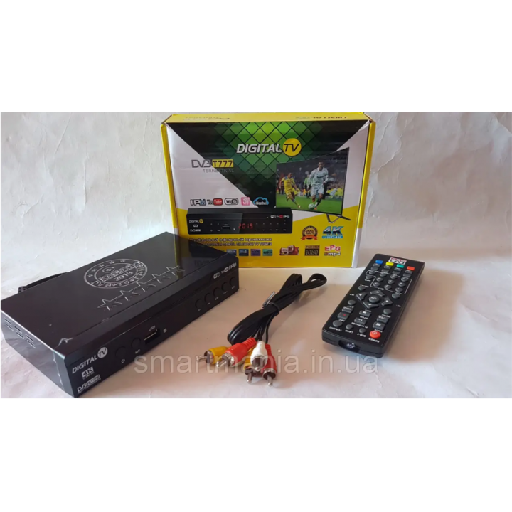 Цифровий ефірний Т2 тюнер DV3 T777 + IPTV + YouTube + Wi-Fi + 4k
