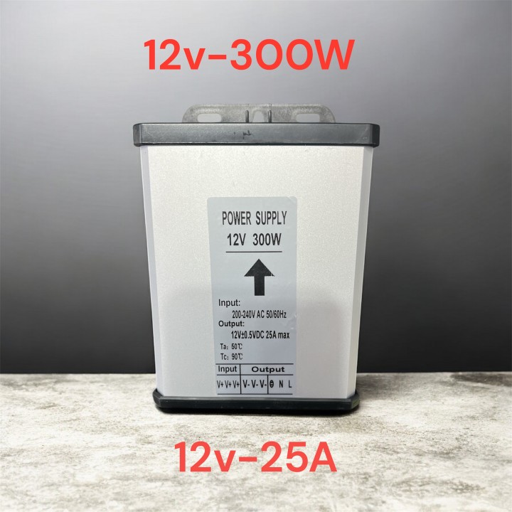 Блок живлення імпульсний 12V25A ND 300W металевий вологозахищений