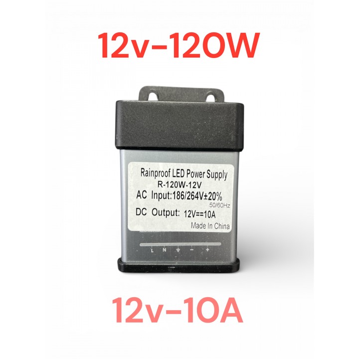 Блок живлення імпульсний 12V10A ND 120W металевий волозахищений