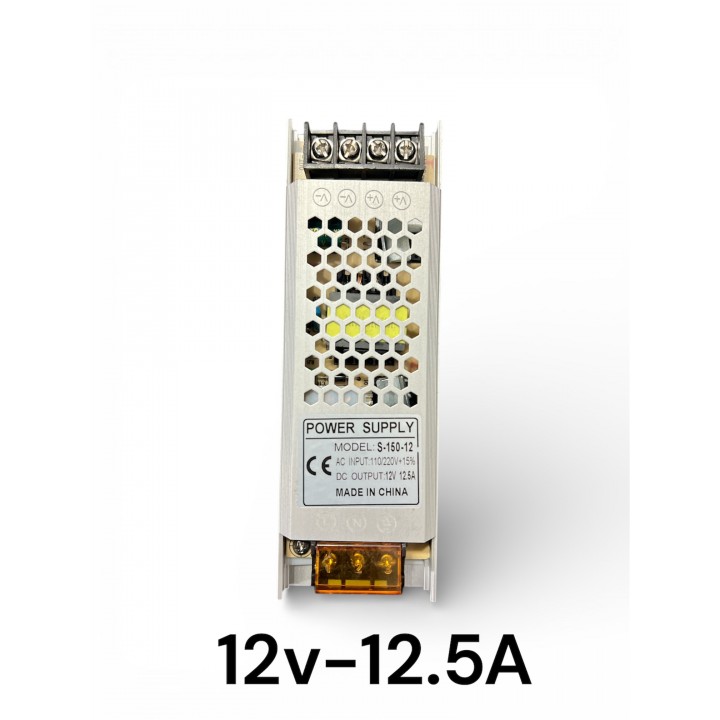 Блок живлення ND LED 12v12.5a імпульсний, металічний 150w