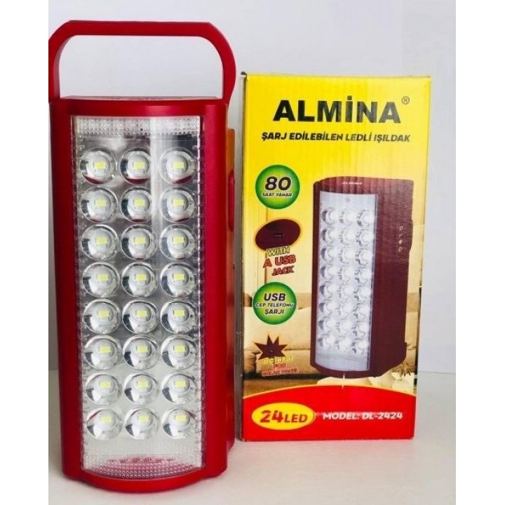 Фонарь переносной  Almina с павербанком на 24 LED