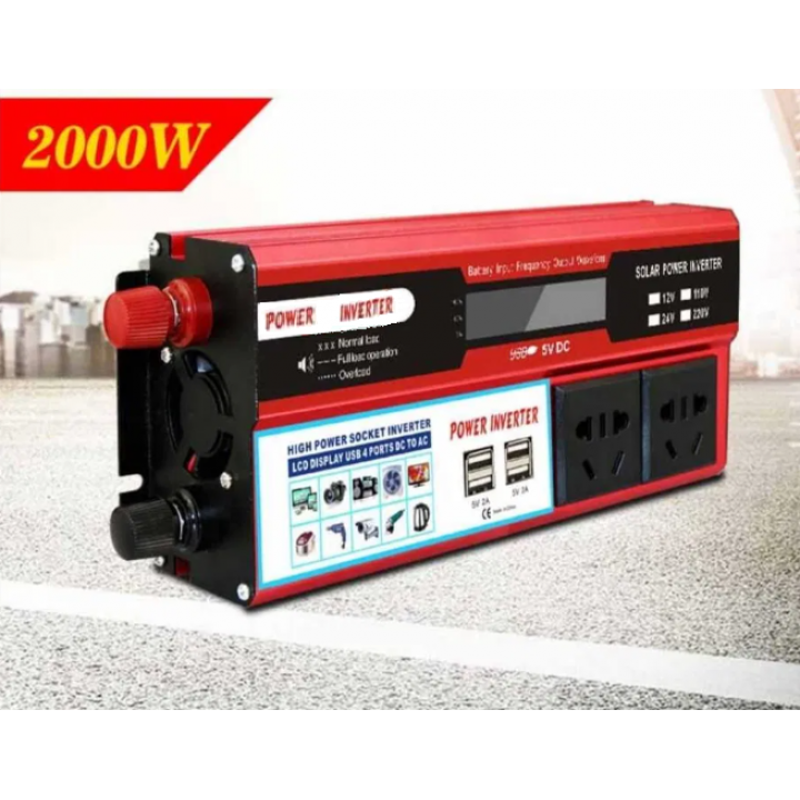 Преобразователь напряжения AC/DC 12v-220v от аккумулятора 2000W  Инвертор автомобильный AC/DC 2000W с дисплеем