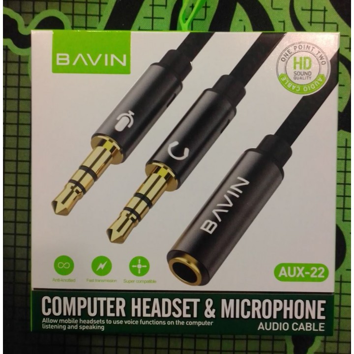 Кабель 3.5F/out 2x3.5M BAVIN AUX-22