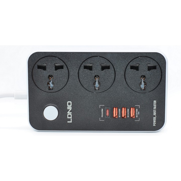 Удлинитель Ldnio SC3412 на 3 евро розетки 2500W 10A, и 4 USB портов для зарядки, 3,4 А, шнур: 1.6 м 