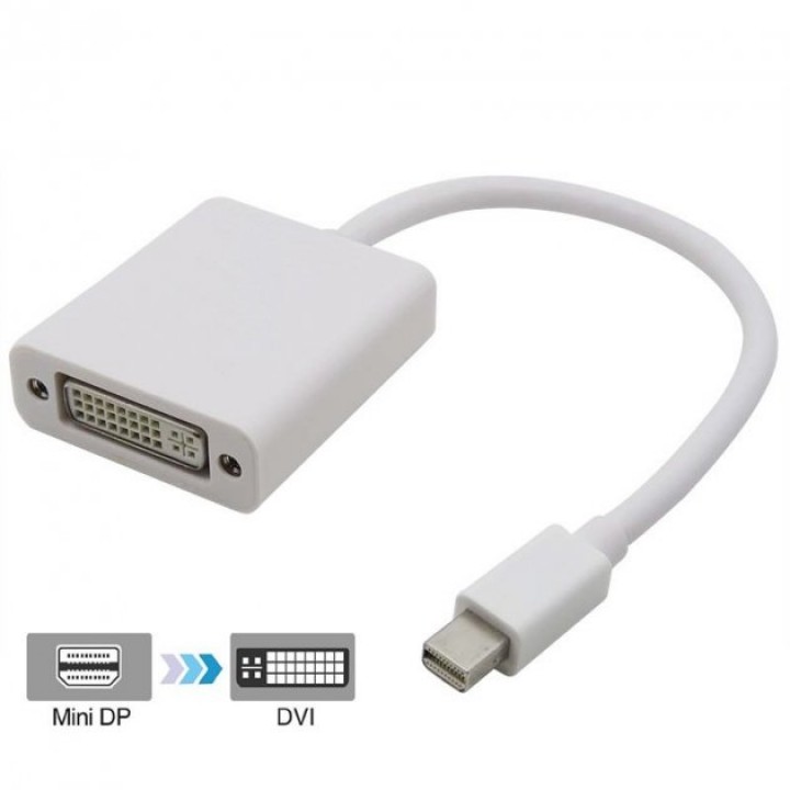 Конвертер mini Display Port (тато) на DVI (мама) 20cm, White, 4K / 2K
