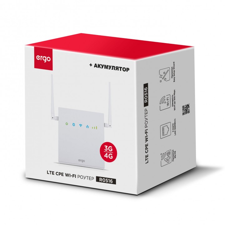 Бездротовий 4G Wi-Fi роутер ERGO R0516 з аккум-м.