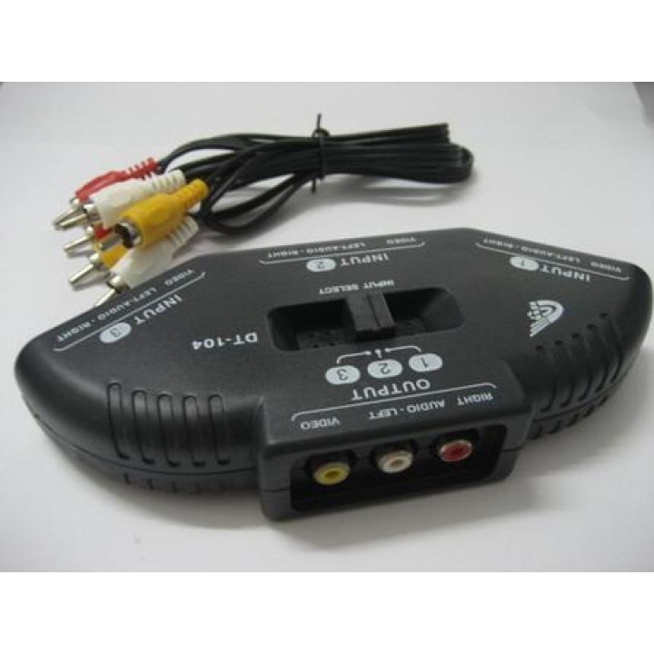 Коммутатор AV& COMMUTATOR   (3 Way Port Audio Video AV RCA Switch Selector Box Splitter & 3 RCA Cable(4341)