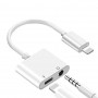 Перехідник-адаптер 2 in 1 Lighting to 3.5mm (заряджання+навушники)