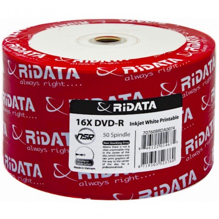 Диски DVD-R RiData 4.7Gb 16xbulk (упаковка 50 шт)