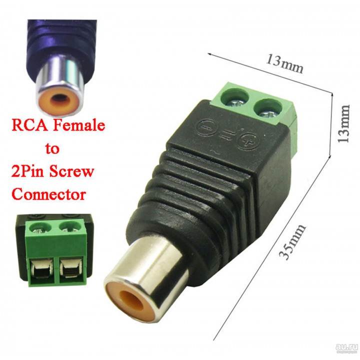 Переходник-штекер RCA  F  с клеммной колодкой