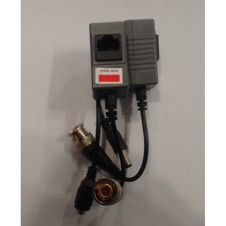 1-канальный пасcивный приемник/передатчик видеосигнала PV, DC+BNC, блистер пара/ Видео балун tvi cvi по витой паре