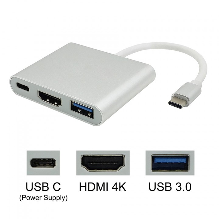Конвертер 3 in 1 Type-C to HDMI/USB 3.0 4K HDTV/Type-c  Digital Adapter 