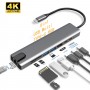 Конвертер-Концентратор HUB 8 In 1 USB Type C Adapter with 4K HDMI Port Ethernet RJ45 (8 ports) 