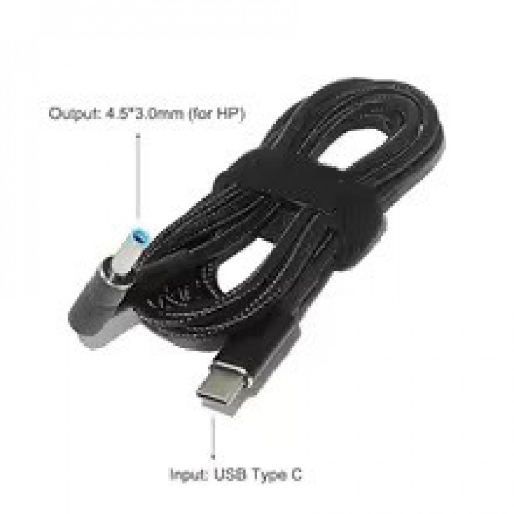 DC Кабель 100w для зарядки ноутбука от повербанка (Тригер PD) type-c to 4.5*3.0  HP Blue 1.8м