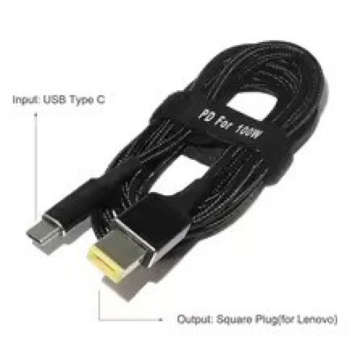 DC Кабель 100w для заряджання ноутбука від повербанка (Тригер PD) Lenovo Square1.8м 45 Вт, 65 Вт, 90 Вт, 100 Вт