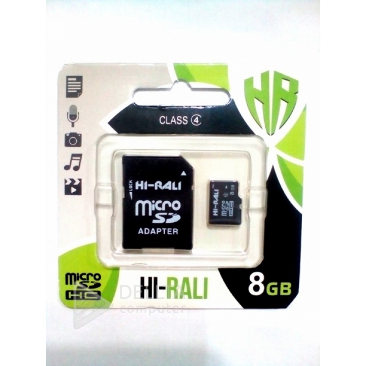 Micro SD карта памяти Hi-Rali 8GB 4класс с адаптером