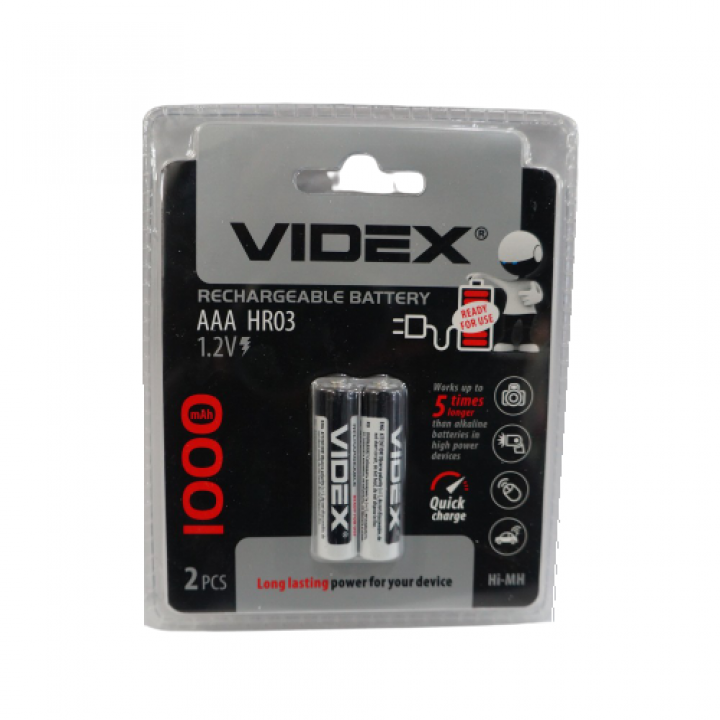 Аккумуляторная батарейка Videx HR03/AAA 1000mAh (на блистере)