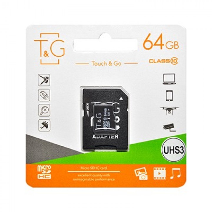 Micro SD карта памяти T&G 64Gb class 10 UHS-3