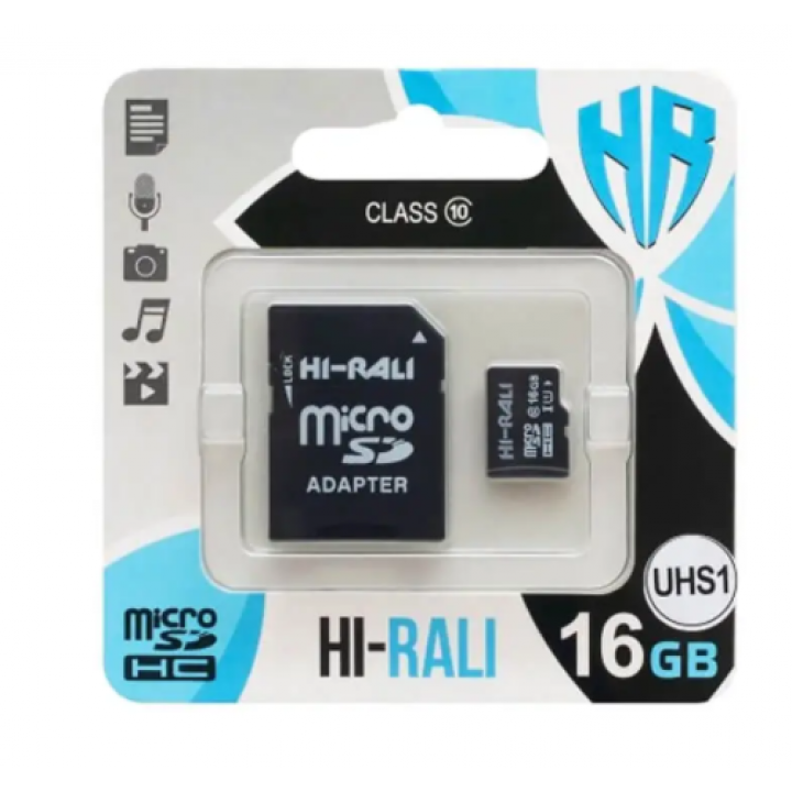 Micro SD карта памяти Hi-Rali 16GB 10класс c адаптером