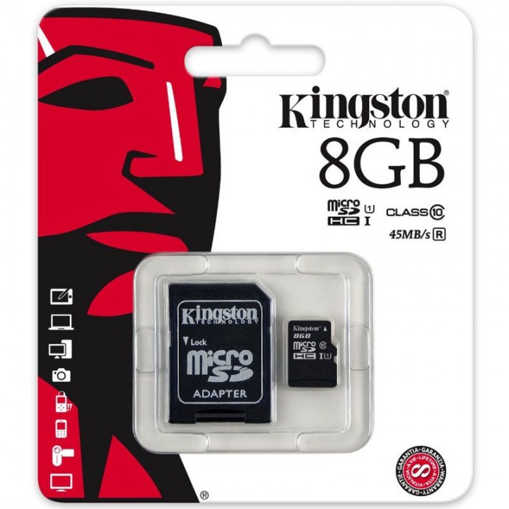 Micro SD карта памяти KINGSTON  8Gb Class 10