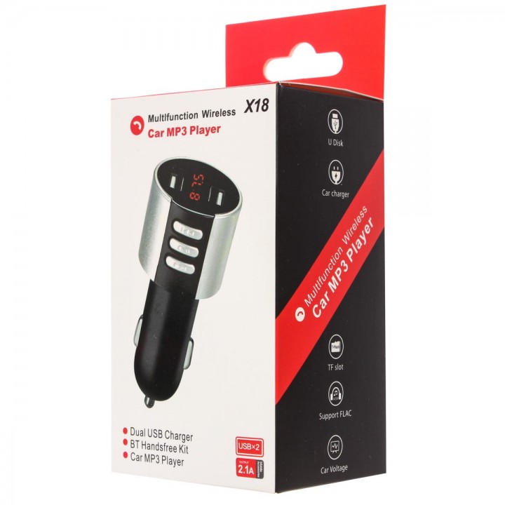 FM трансмиттер модулятор X18 (4 в 1) Bluetooth + USB + micro SD, 