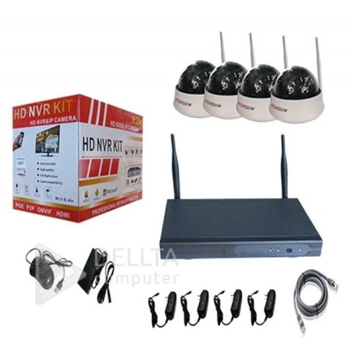 Комплект видеонаблюдения Fosvision FS-3888W10 на  4 камеры Wi FI. IP. 1.3mp
