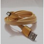 Кабель USB micro V8 1m плоский золотой