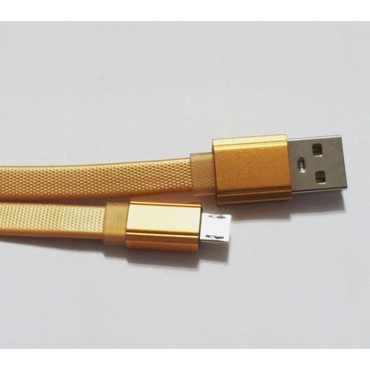 Кабель USB micro V8 1m плоский золотой