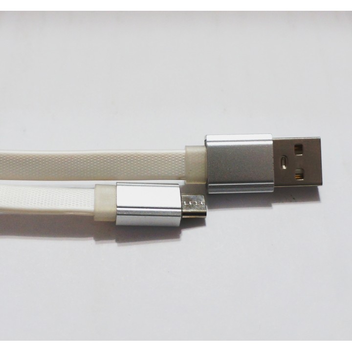 Кабель USB micro V8 1m плоский белый