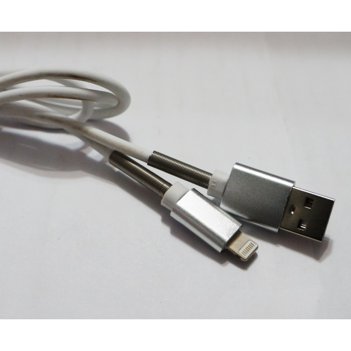 Кабель USB, iphone (Half Spring) с пружинкой белый