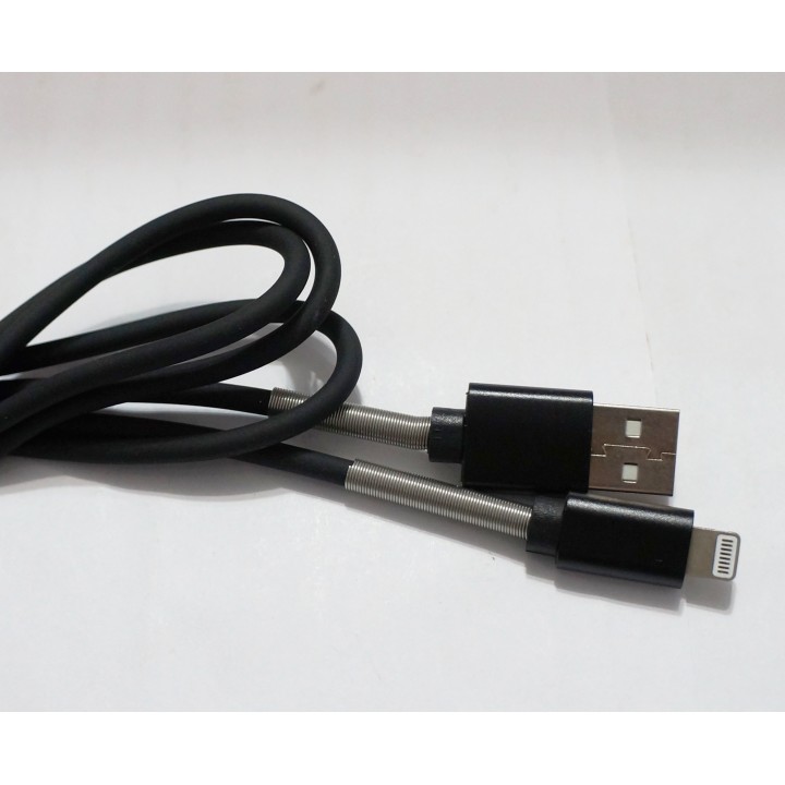 Кабель USB, iphone (Half Spring) с пружинкой черный