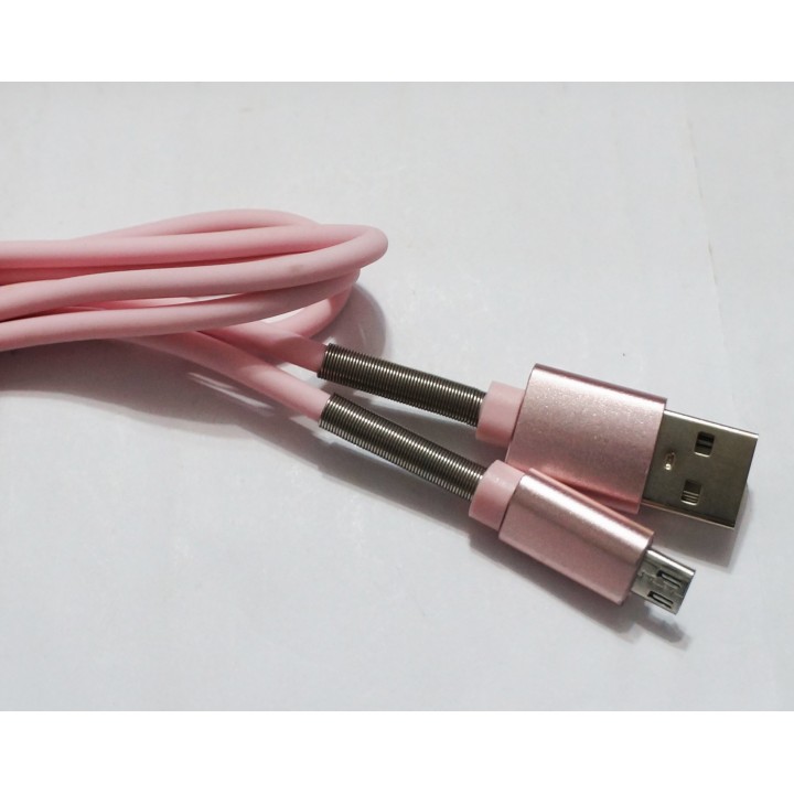 Кабель USB Micro v8 (Half Spring) с пружинкой розовый