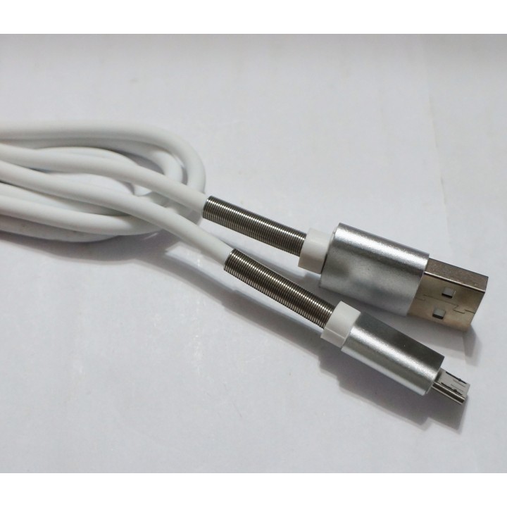 Кабель USB Micro v8 (Half Spring) с пружинкой белый