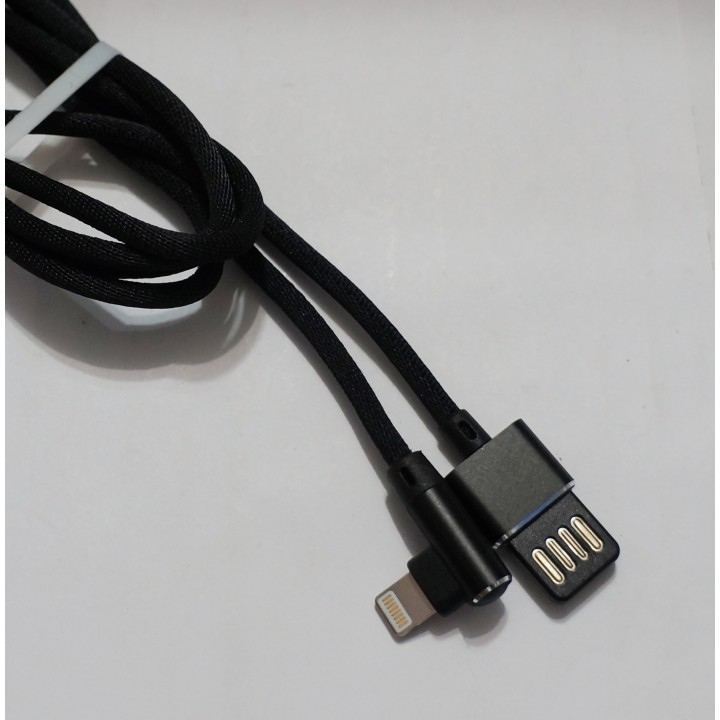 Кабель USB угловой Тканевые с плетеными проводами Lighting,iphon 7/8/X черный