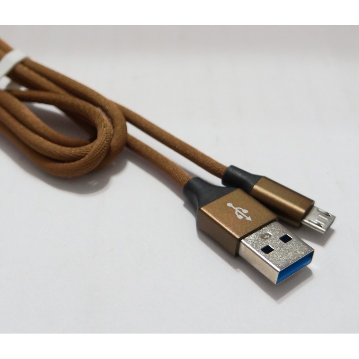Кабель Usb V8 (micro) Тканевые с плетеными проводами коричневый