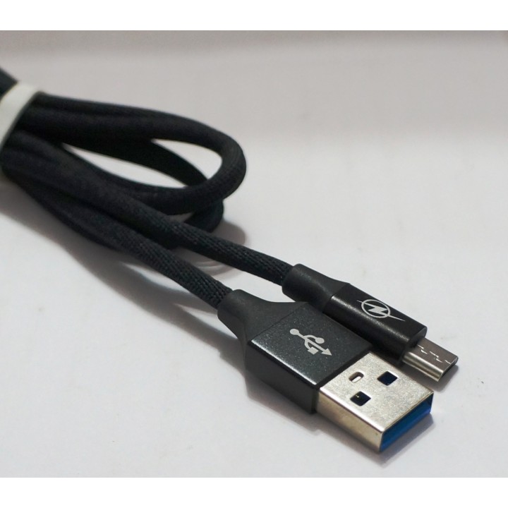 Кабель Usb V8 (micro) Тканевые с плетеными проводами черный