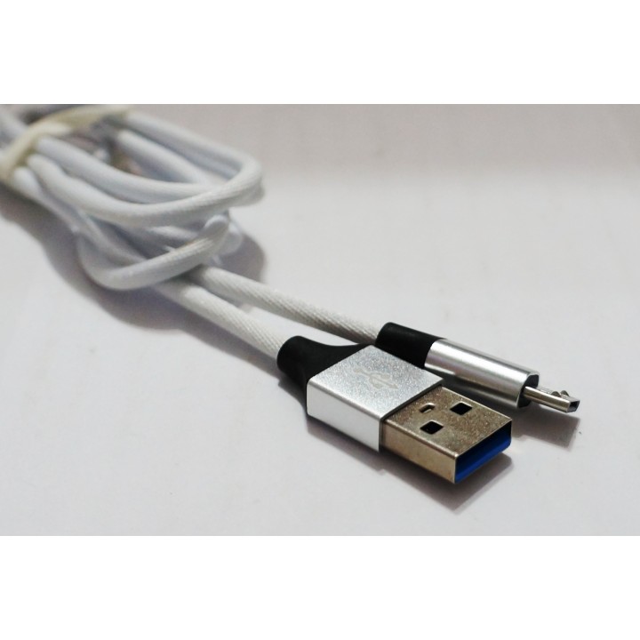 Кабель Usb V8 (micro) Тканевые с плетеными проводами белый