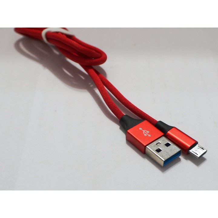 Кабель Usb V8 (micro) Тканевые с плетеными проводами красный