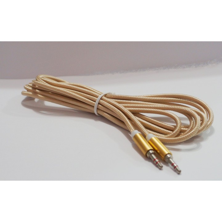 AUX кабель 3.5m/m ткань 3m золотой