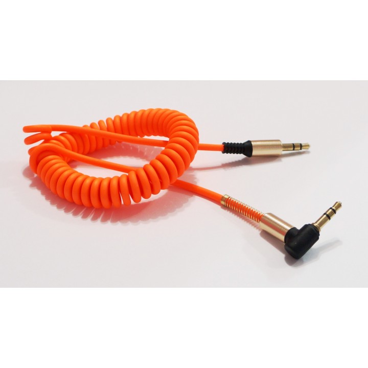 AUX кабель 3.5m/m спираль угловой 2m оранжевый