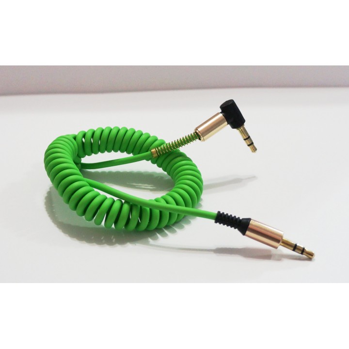 AUX кабель 3.5m/m спираль угловой 2m зеленый