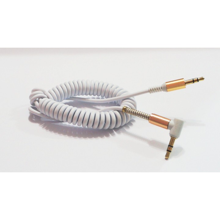 AUX кабель 3.5m/m спираль угловой 2m белый