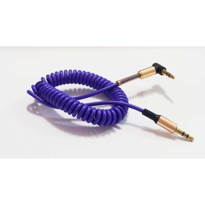 AUX кабель 3.5m/m спираль угловой 2m сиреневый