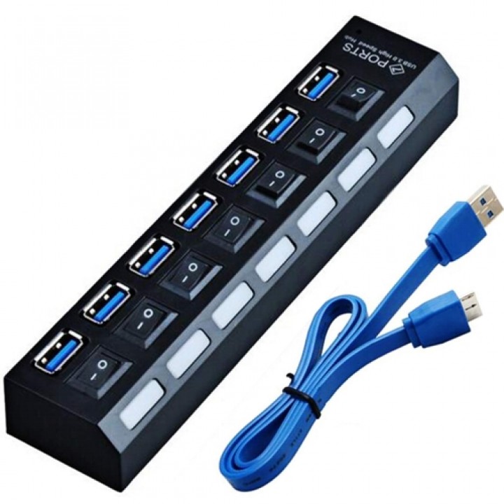 Хаб 7 портовый switch hub 3.0 с выключателями