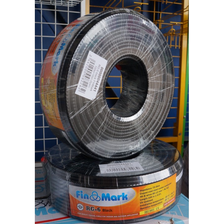 Кабель коаксиальный FinMark RG6 black 100м 