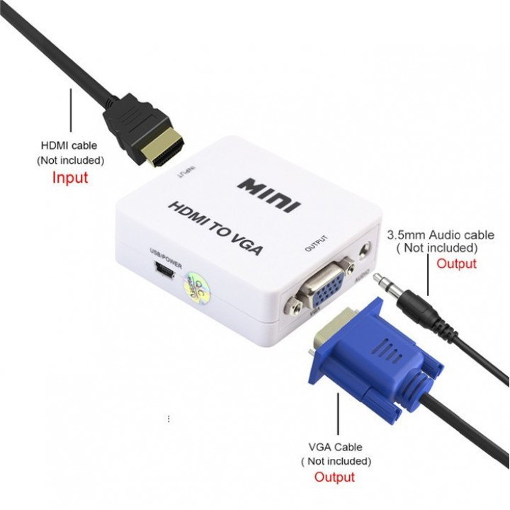 Конвертер MINI HDMI to VGA с поддержкой разрешения 1080р