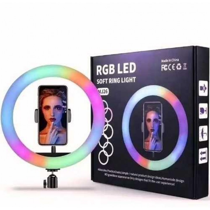 Кольцевая лампа 26cm для профессиональной съемки RGB LED Soft Ring Light CXB-RGB260  радужная-гибрид