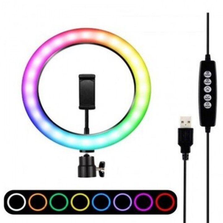Кольцевая лампа 30cm для профессиональной съемки RGB LED Soft Ring Light CXB--RG300  радужная-гибрид