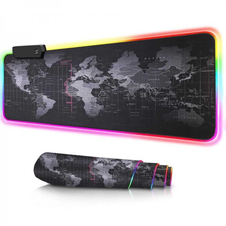 Коврик для мыши с подсветкой Black map RGB RS-01 (80*30см)